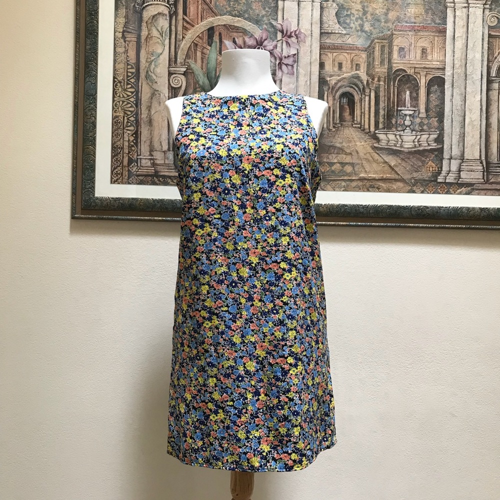 Jella Couture Dress Sleeveless Blue Floral Size S